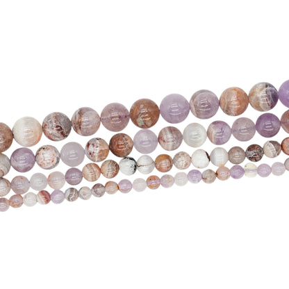 Fil de perle Améthyste avec inclusion Agate crazy