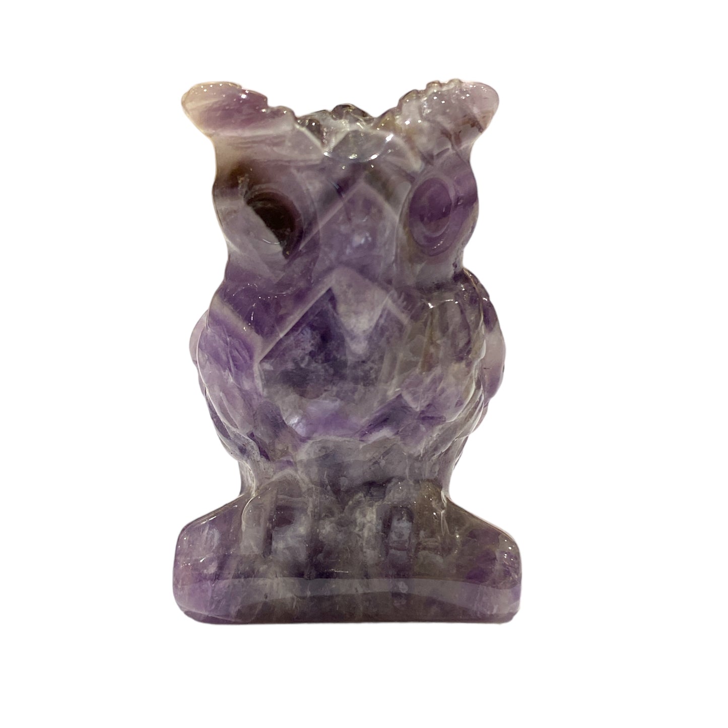 Figurine Hibou en Améthyste chevron