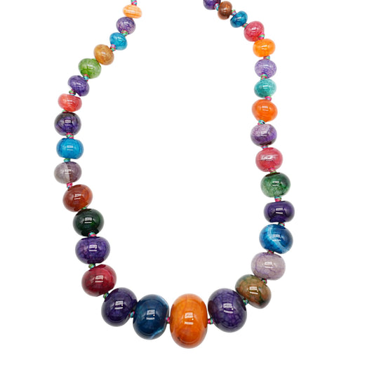 Fil de perles forme libre RONDELLE taille VARIABLE en Agate multicolore chauffée 1.5-3 cm