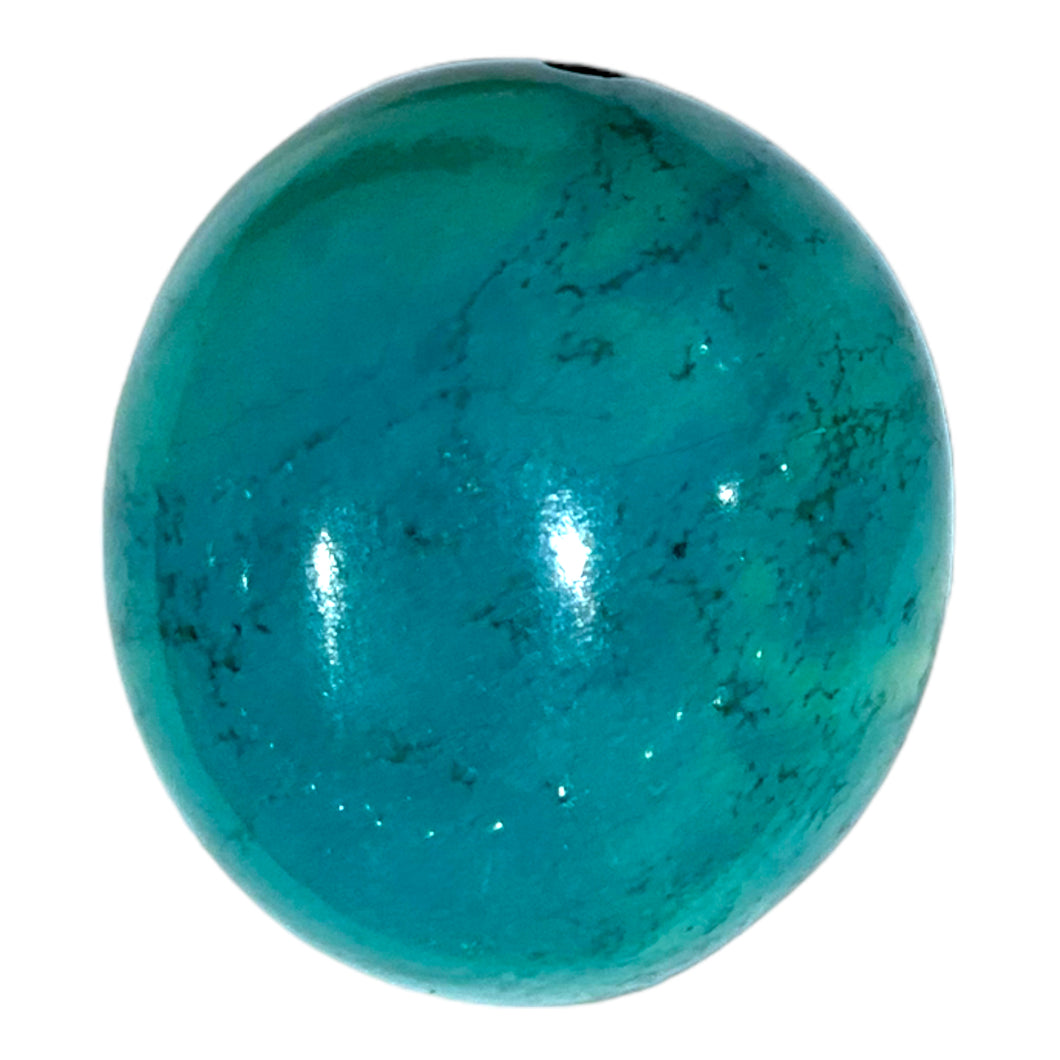 Pendentif Turquoise de Chine forme ovale 22 x 27 mm percé sur le centre