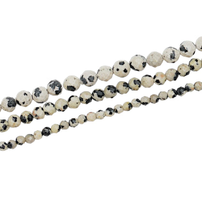 Fil de perles facettées Jaspe Dalmatien