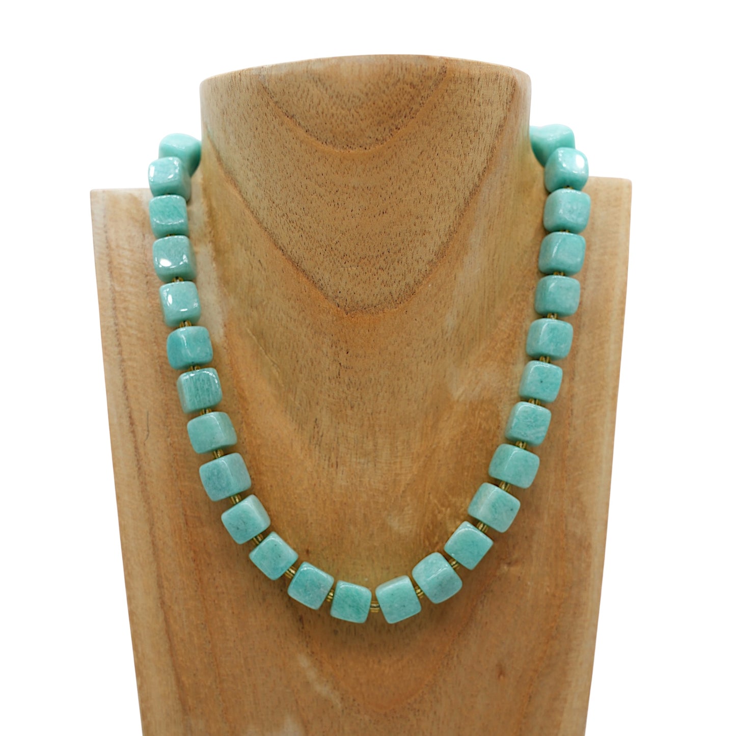 Collier ras de cou 42 cm 10 mm cubique boué acier inoxydable dorée (7 pierres disponibles)