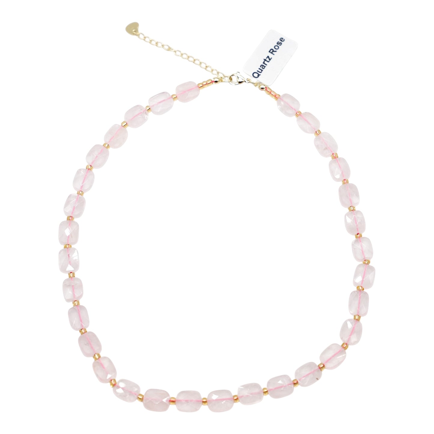 Collier 43 cm 8x10 mm rectangulaire facetté en acier inoxydable dorée (11 pierres disponibles)