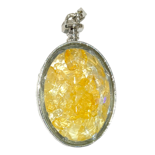 Pendentif ovale facetté Citrine chauffée chauffée