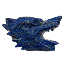 Load image into Gallery viewer, Tete de Loup en Lapis-lazuli pièce unique 12x7x7cm numéro TL1
