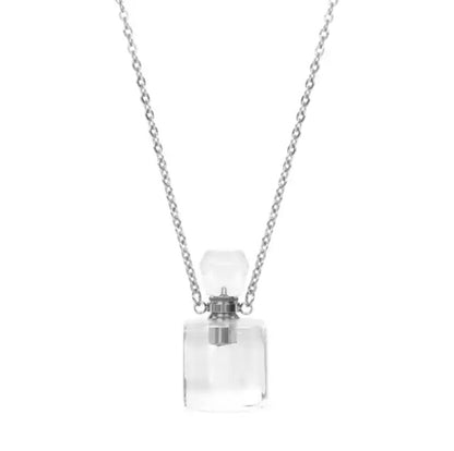 Collier fiole en Cristal de roche pour huile essentielle/parfum