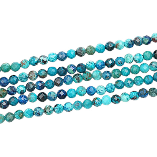 Fil Azurite malachite bleu intense AAA en perle facetté 3 mm