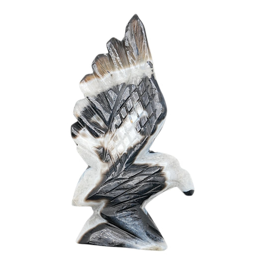 Figurine Aigle en Agate Botswana A+ 14x8 cm (modèle unique nº6)