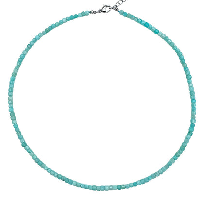 Collier Amazonite carré 3x3mm acier inoxydable doré/argenté