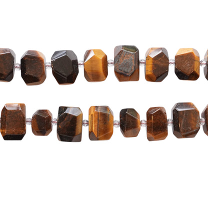 Fil de perle forme libre 13x18 mm forme gros cube Oeil de tigre avec perles de rocaille (référence 70)