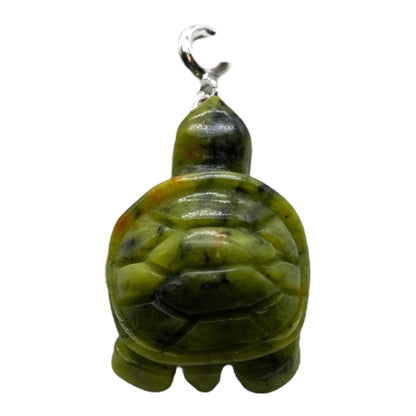 Pendentif en tortue argenté en Jade de Thaïlande (symbole de protection & sagesse)