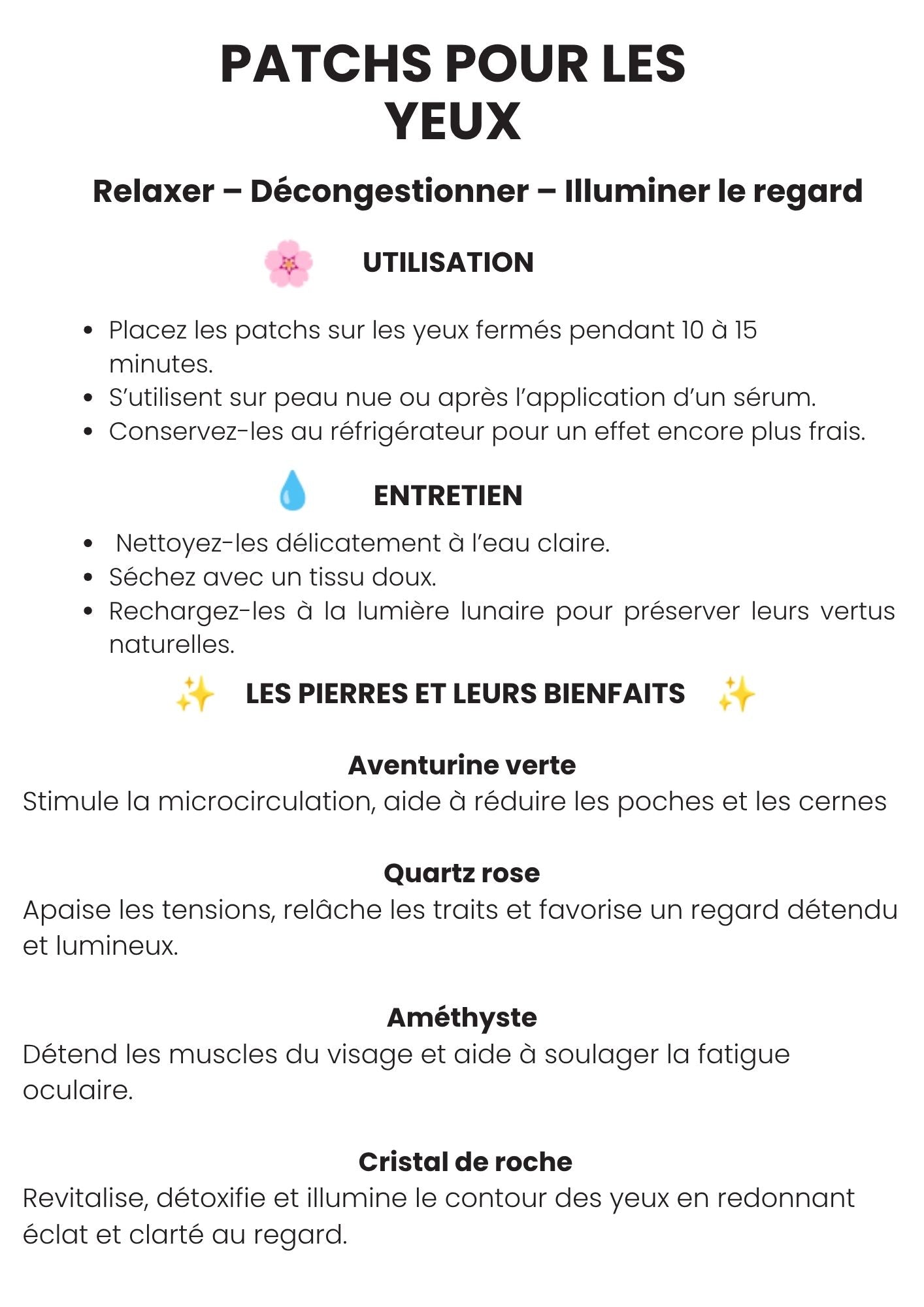 Un lot de 2 Patchs pour les yeux en aventurine verte 6x6,5 cm