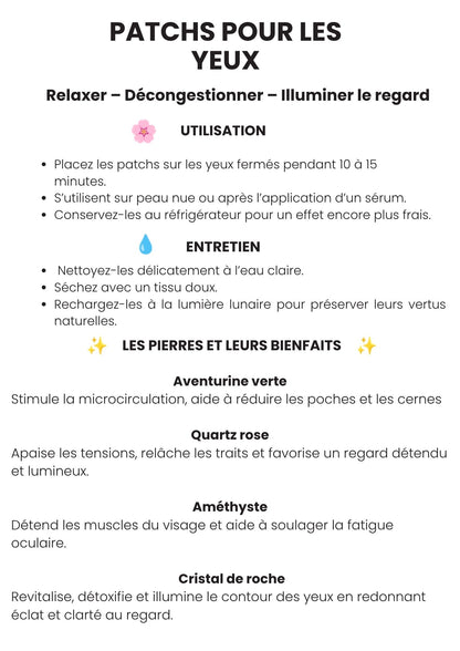 Un lot de 2 Patchs pour les yeux en aventurine verte 6x6,5 cm
