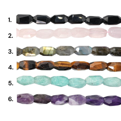 Fil de perle forme ovale facetté 8x14 mm (6 pierres disponible)