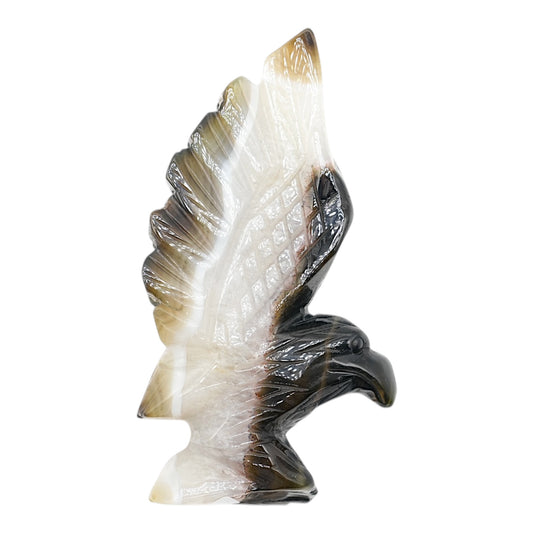 Figurine Aigle en Agate Botswana A+ 14x8 cm (modèle unique nº7)