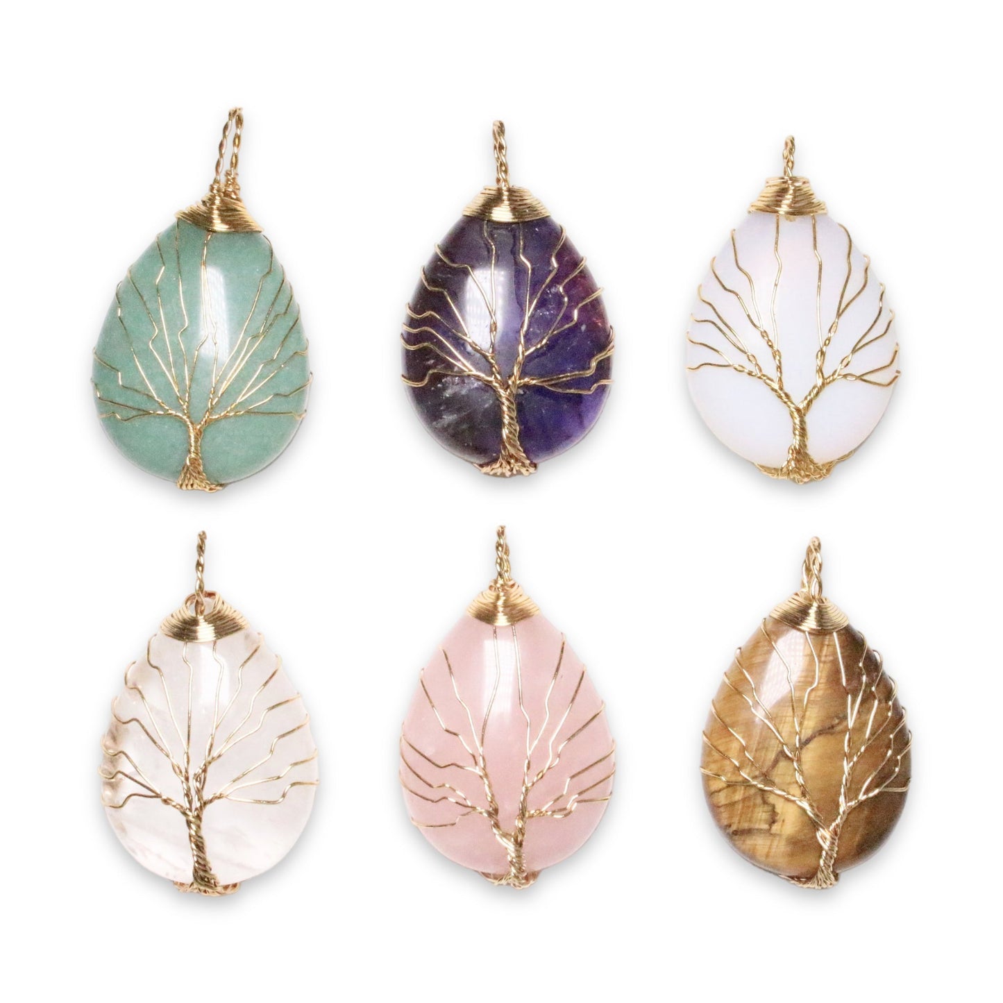 Pendentif en arbre de vie forme goutte doré