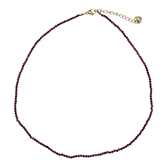 Collier Grenat rouge 2-3mm acier inoxydable doré/argenté