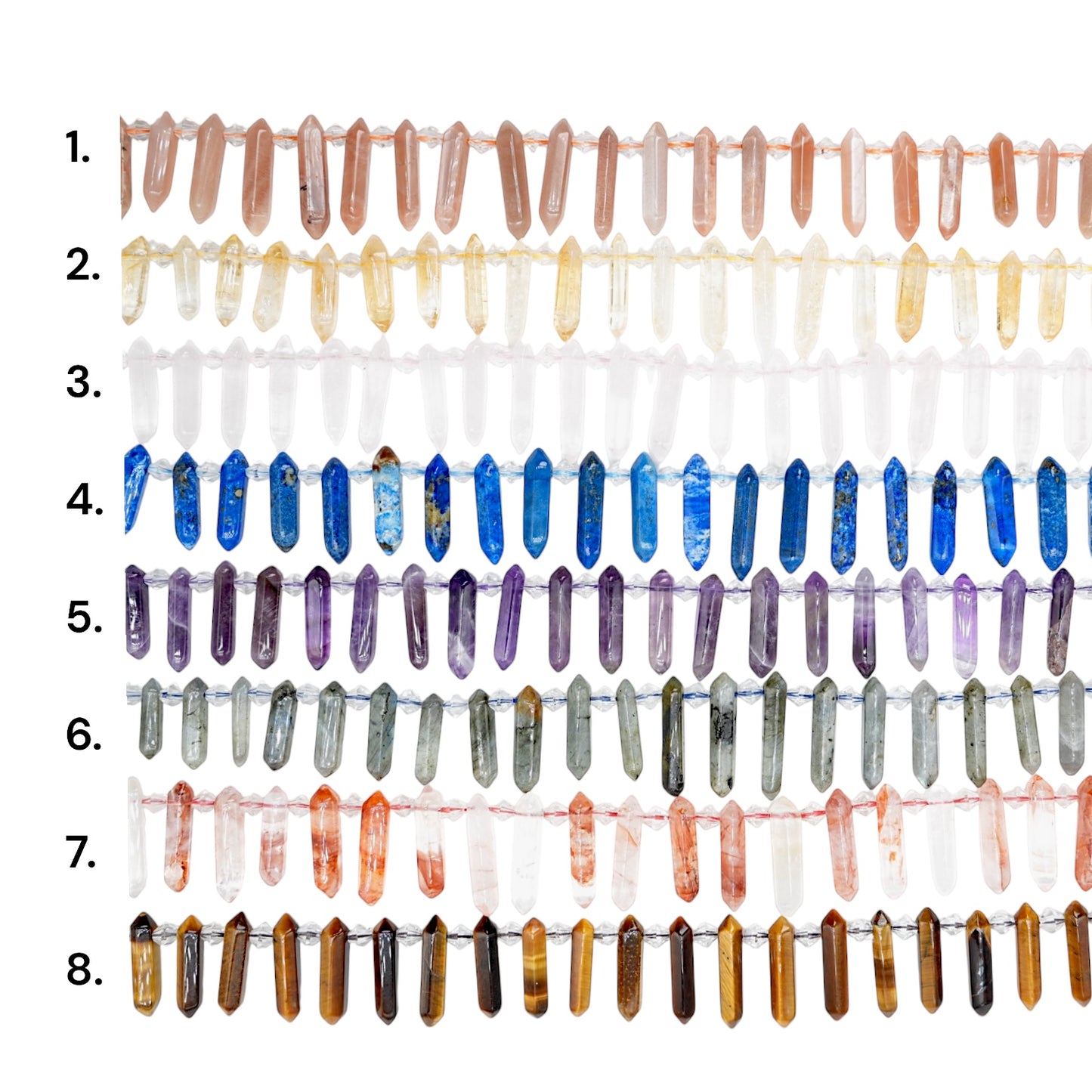 Pointed pendant wire 6-8x25-30 mm (15 stones available)