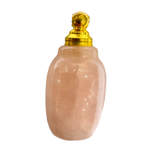 Pendentif fiole Quartz rose & acier en forme jar pour huile essentielle/parfum