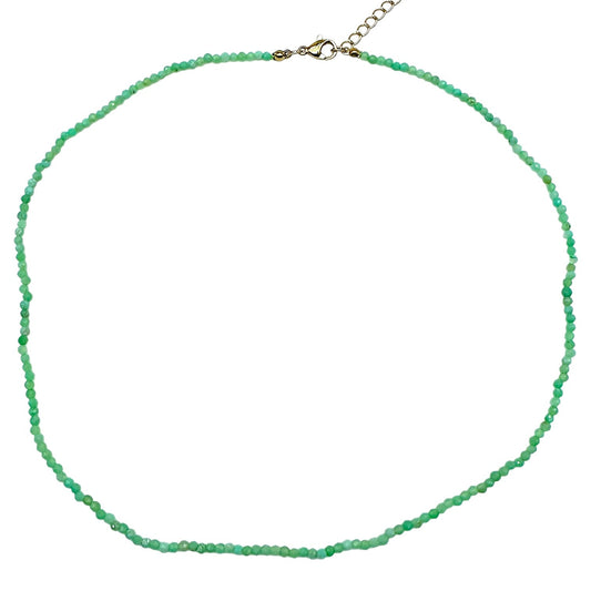 Collier Chrysoprase 2-3mm acier inoxydable doré/argenté (référence 6) - Foliesbijoux
