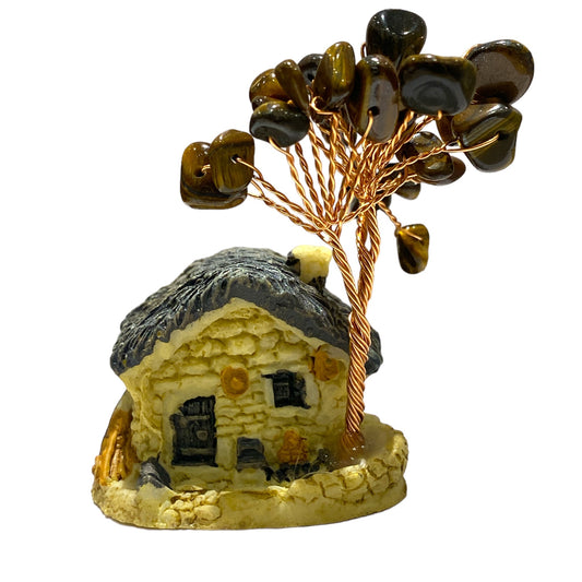 Maison avec Arbre de vie en Oeil de tigre - Foliesbijoux
