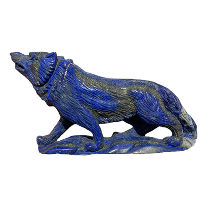 Loup en Lapis-lazuli pièce unique 17x9x4 cm