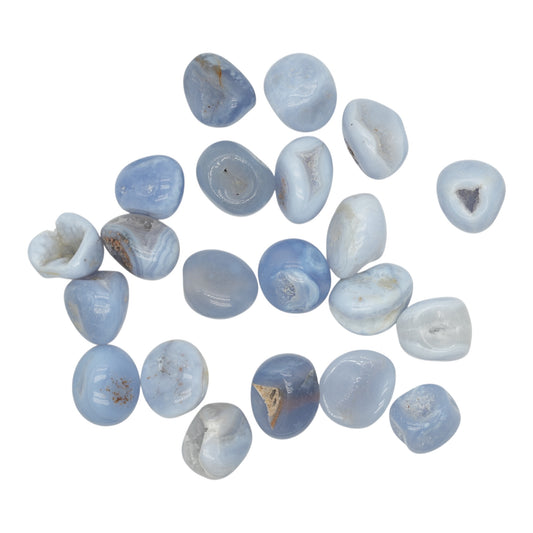 Pierre roulée en Calcédoine bleue