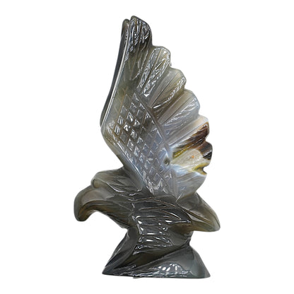 Figurine Aigle en Agate Botswana A+ — 14x8 cm (modèle unique nº2)
