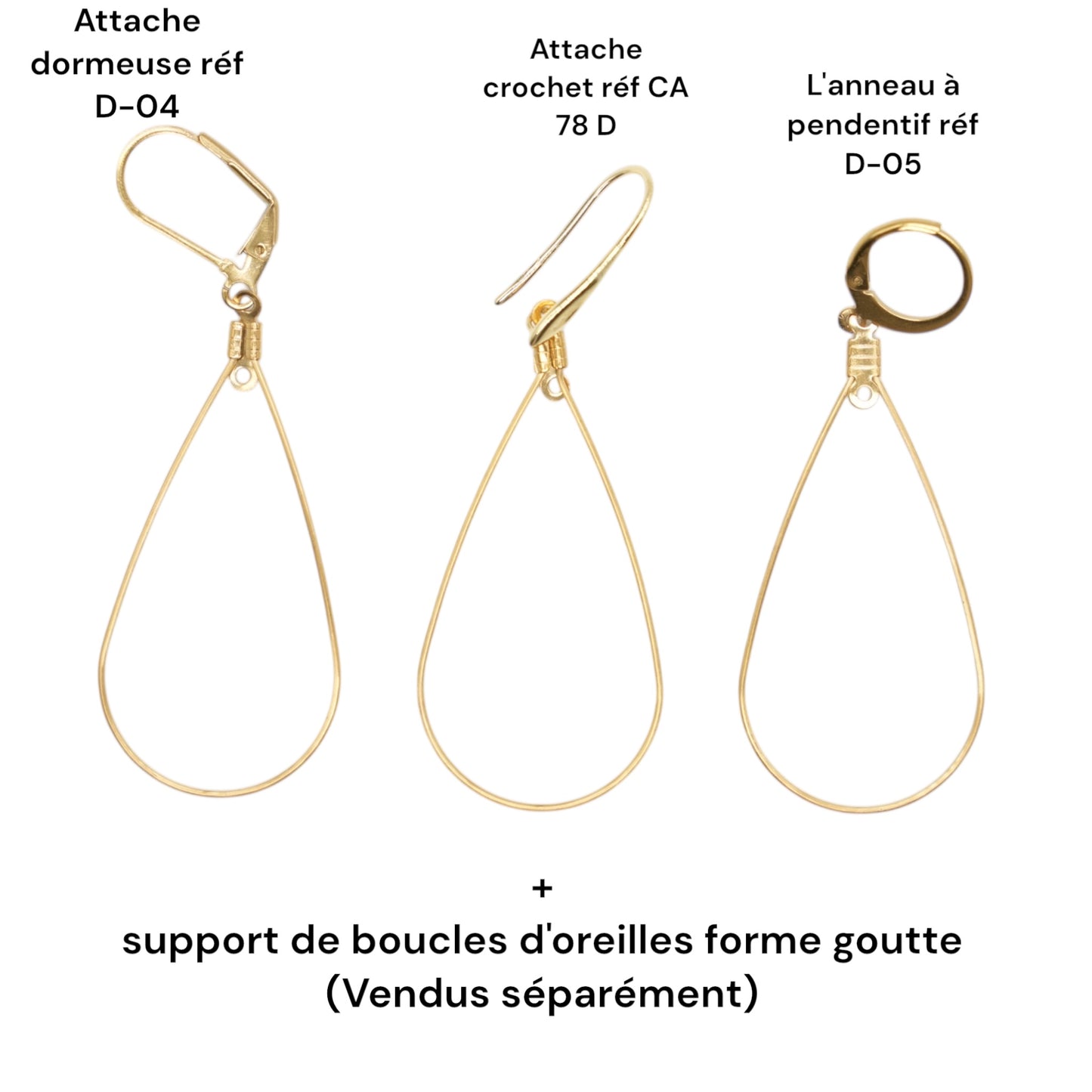 20 paires d’attache dormeuse BC D-04 pour boucle d’oreille en acier inoxydable doré 1.8x1 cm