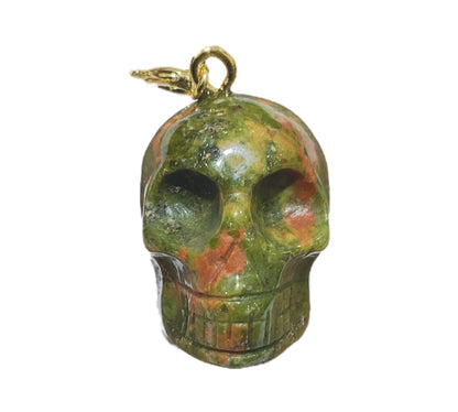 Pendentif crâne en unakite