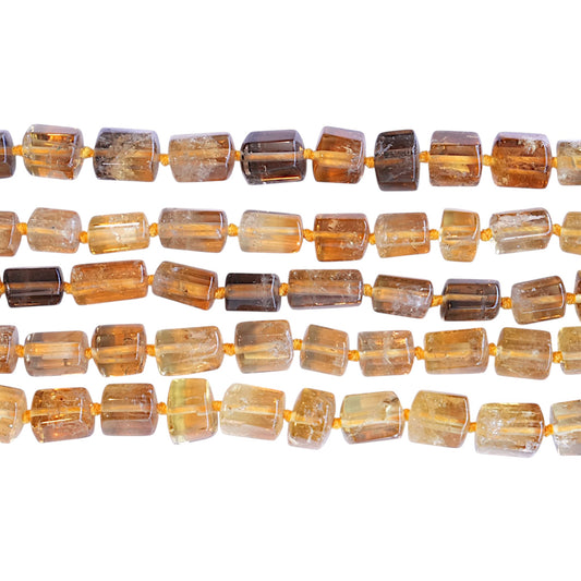 Fil de perle forme libre Citrine chauffé tube 8x5 mm (référence 35)