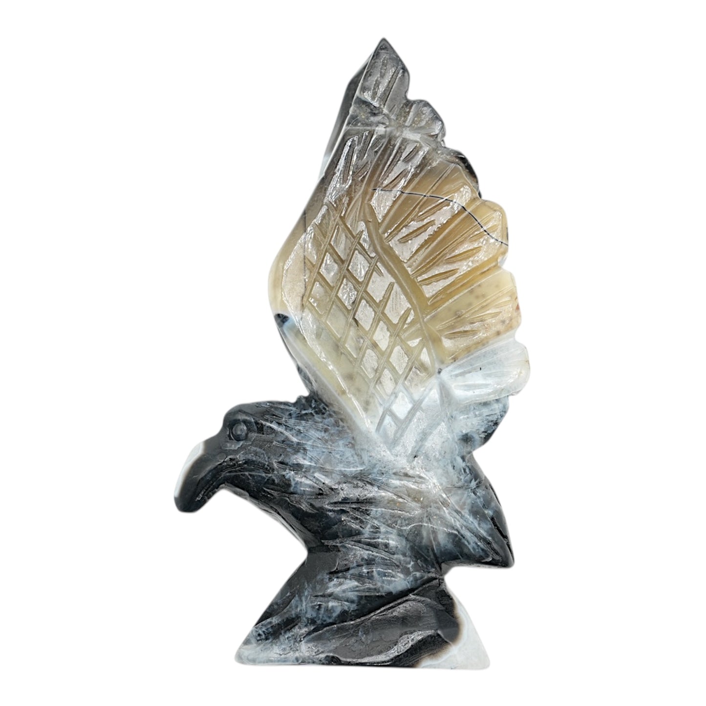 Figurine Aigle en Agate Botswana A+ 14x8 cm (modèle unique nº6)