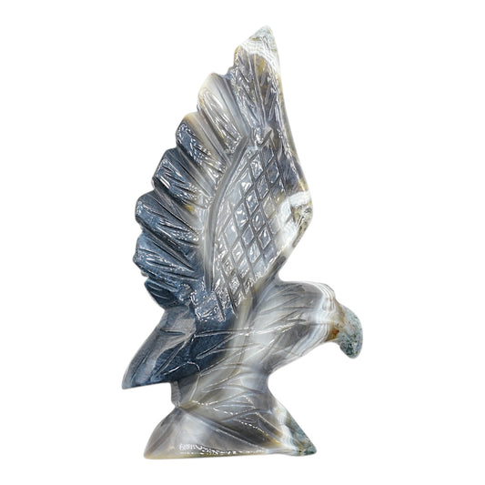 Figurine Aigle en Agate Botswana A+ 14x8 cm (modèle unique nº8)