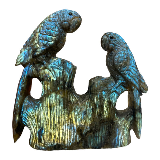 Figurine Peroquet en Labradorite - modele unique