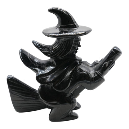 Figurine Sorciere en obsidienne noire 16x15.5 cm