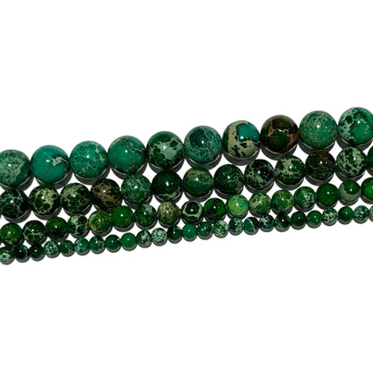 Fil de perle Jaspe Impérial Vert foncé chauffé - Foliesbijoux
