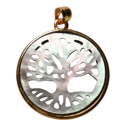 Pendentif Arbre de vie nacre/abalone 2,5 cm