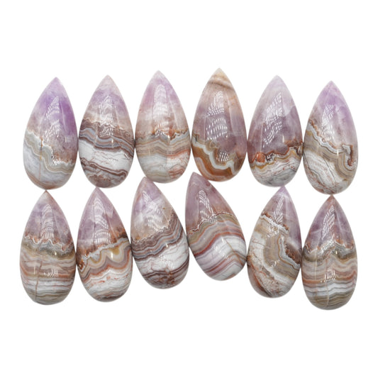 Lot de 12 pendentif Cabochon Goutte allongé Agate améthyste AAA 18x28