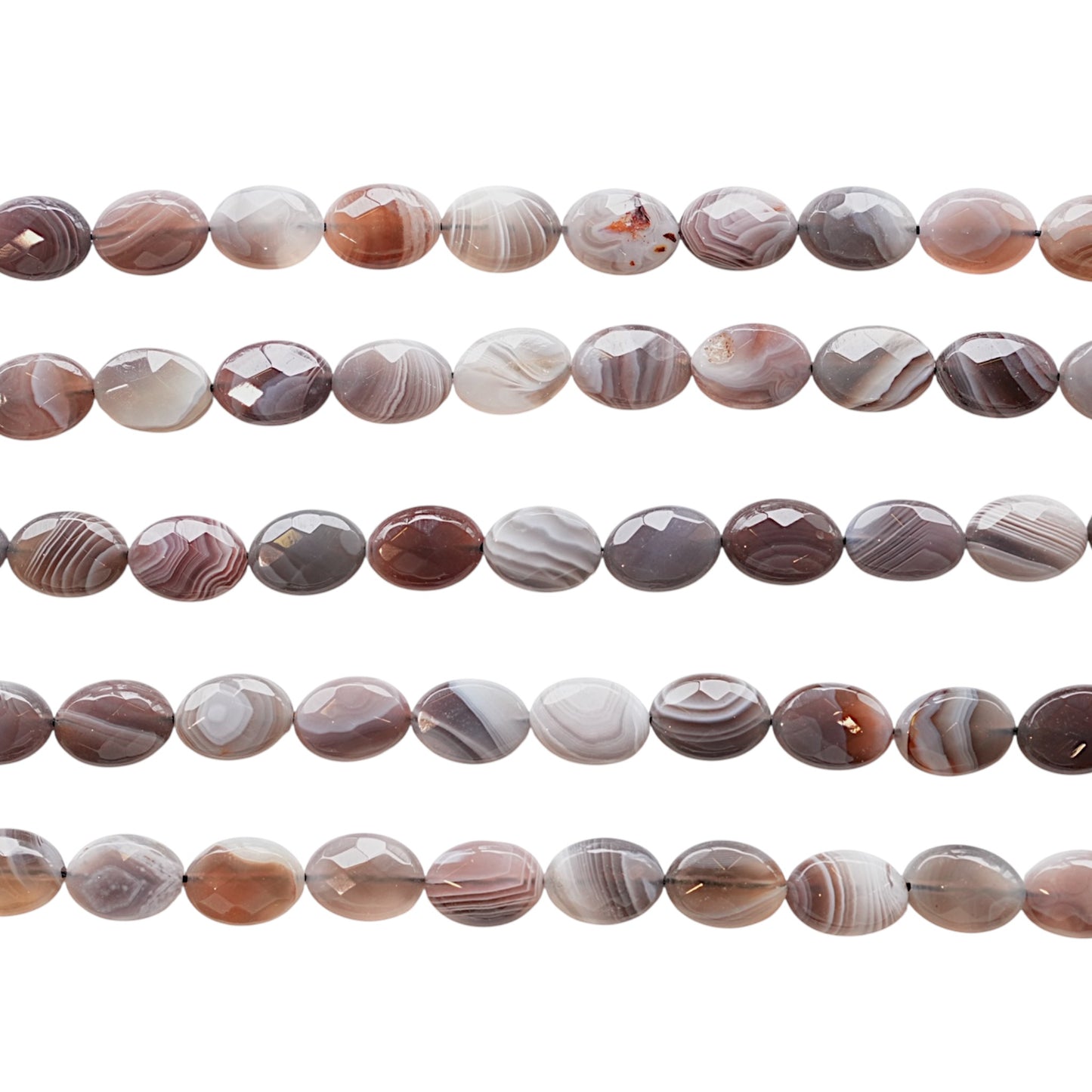 Fil de pierre forme libre Agate Botswana ovale facetté 10x14 mm (référence 62)