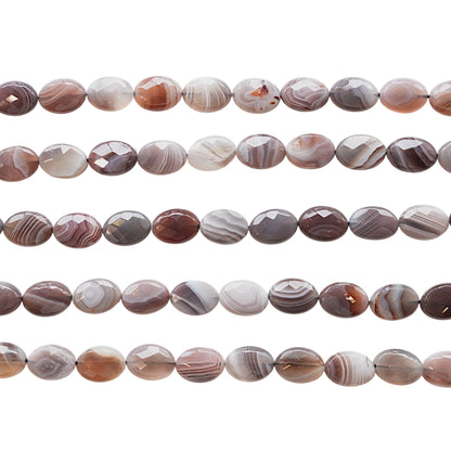 Fil de pierre forme libre Agate Botswana ovale facetté 10x14 mm (référence 62)