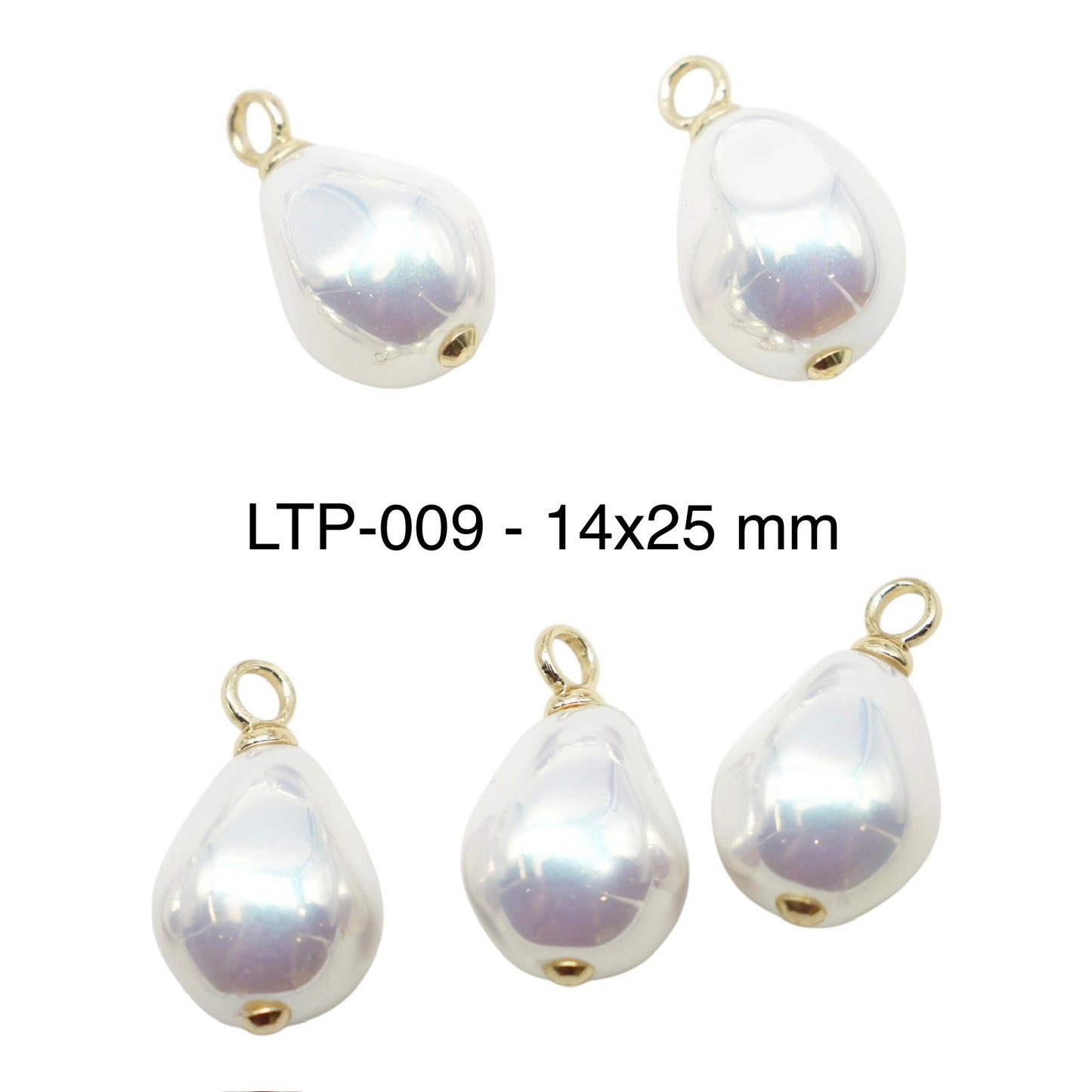5 Breloques/Pendentifs Perles de Nacre irisée – Finition Laiton Double Rhodié (11 formes disponibles)