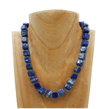 Collier ras de cou 42 cm 10 mm cubique boué acier inoxydable dorée (7 pierres disponibles)