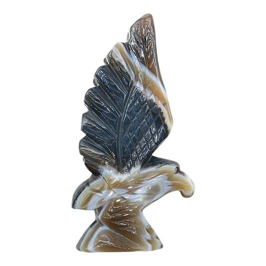 Figurine Aigle en Agate Botswana A+ 14x8 cm (modèle unique nº4)
