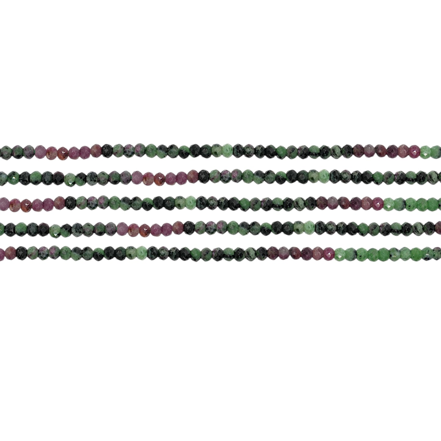 Fil de perles rondelles facettées Rubis sur Zoisite verte 3x4 mm