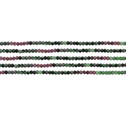 Fil de perles rondelles facettées Rubis sur Zoisite verte 3x4 mm