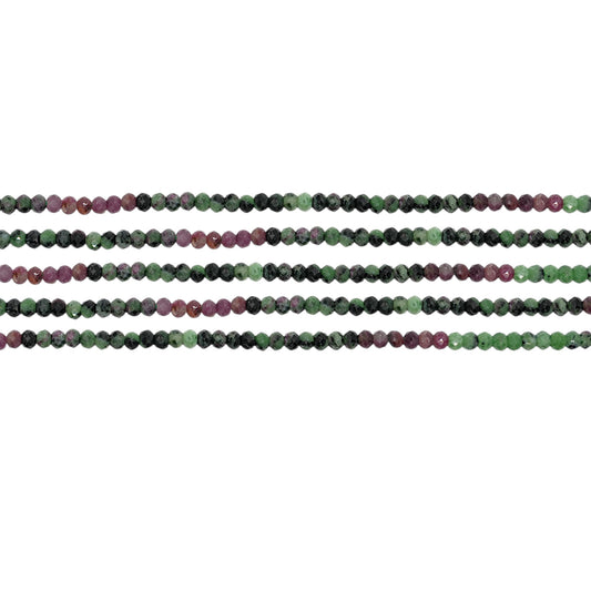 Fil de perles rondelles facettées Rubis sur Zoisite verte 3x4 mm