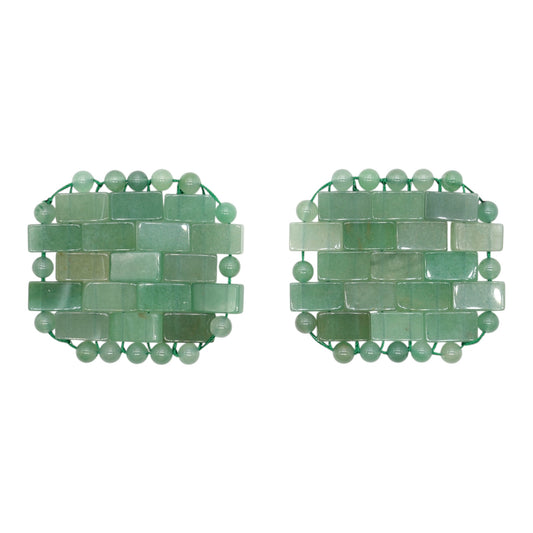 Un lot de 2 Patchs pour les yeux en aventurine verte 6x6,5 cm