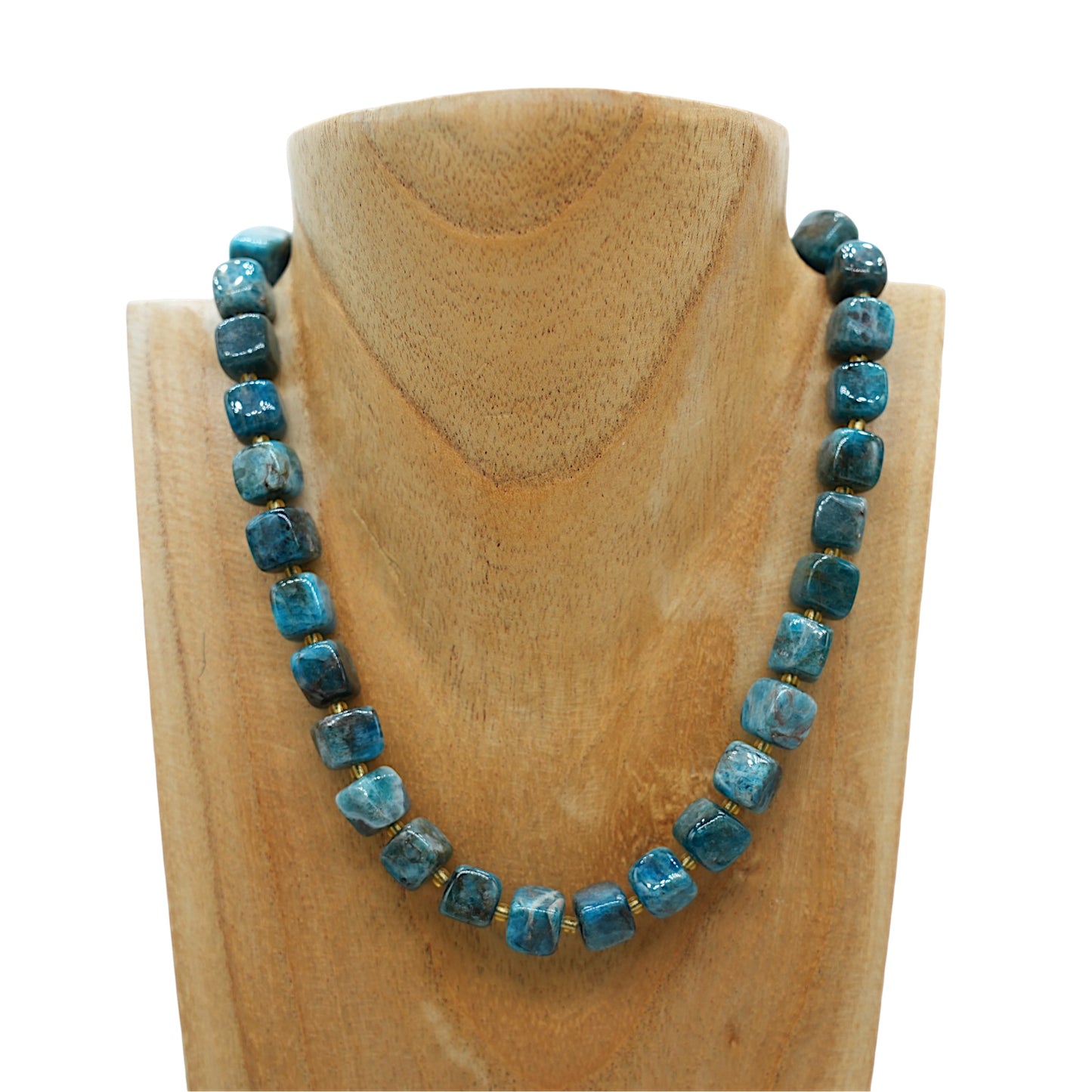 Collier ras de cou 42 cm 10 mm cubique boué acier inoxydable dorée (7 pierres disponibles)