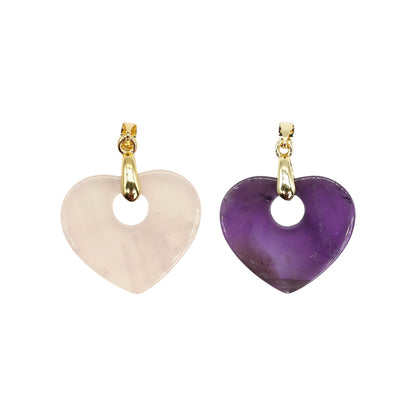 Pendentif Coeur 25 mm — Bélière dorée ou argentée (11 pierres disponible)