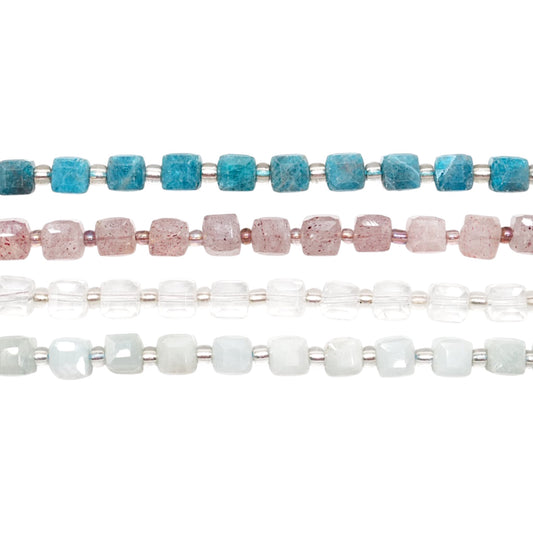Fil de perles cube facetté 8x8 mm (4 pierres disponibles)